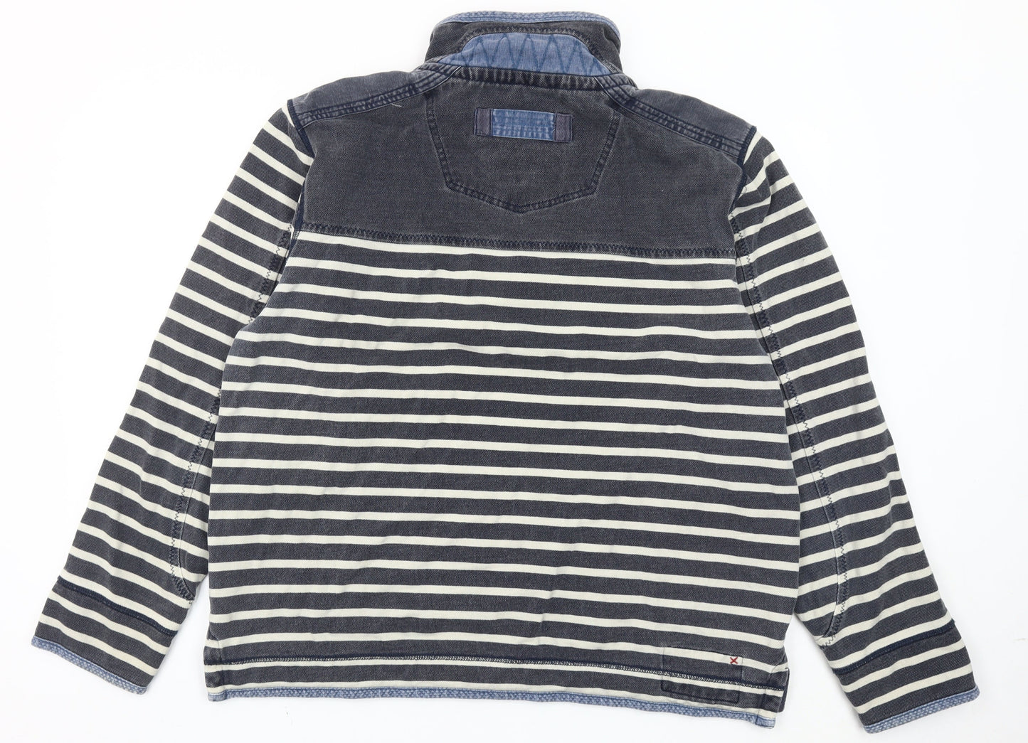 Fat Face Men's Blue Striped Cotton 1/4 Zip Sweatshirt Size L