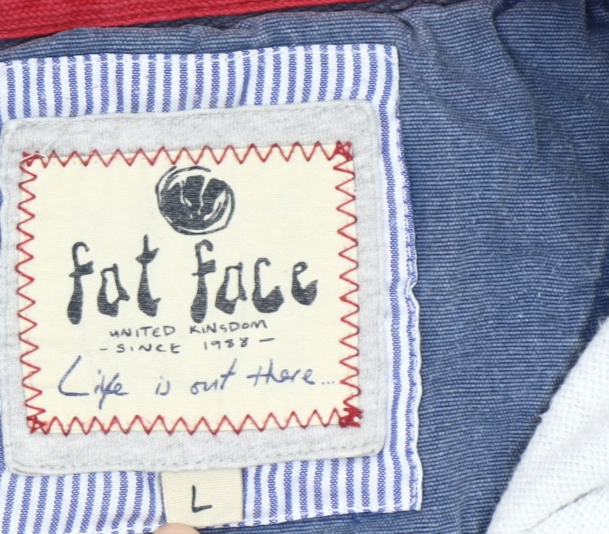Fat Face Men's Blue Striped Cotton 1/4 Zip Sweatshirt Size L