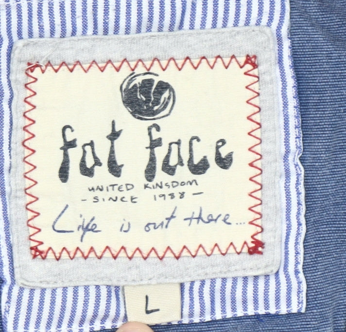 Fat Face Mens Blue Striped Cotton 1/4 Zip Sweatshirt Size L