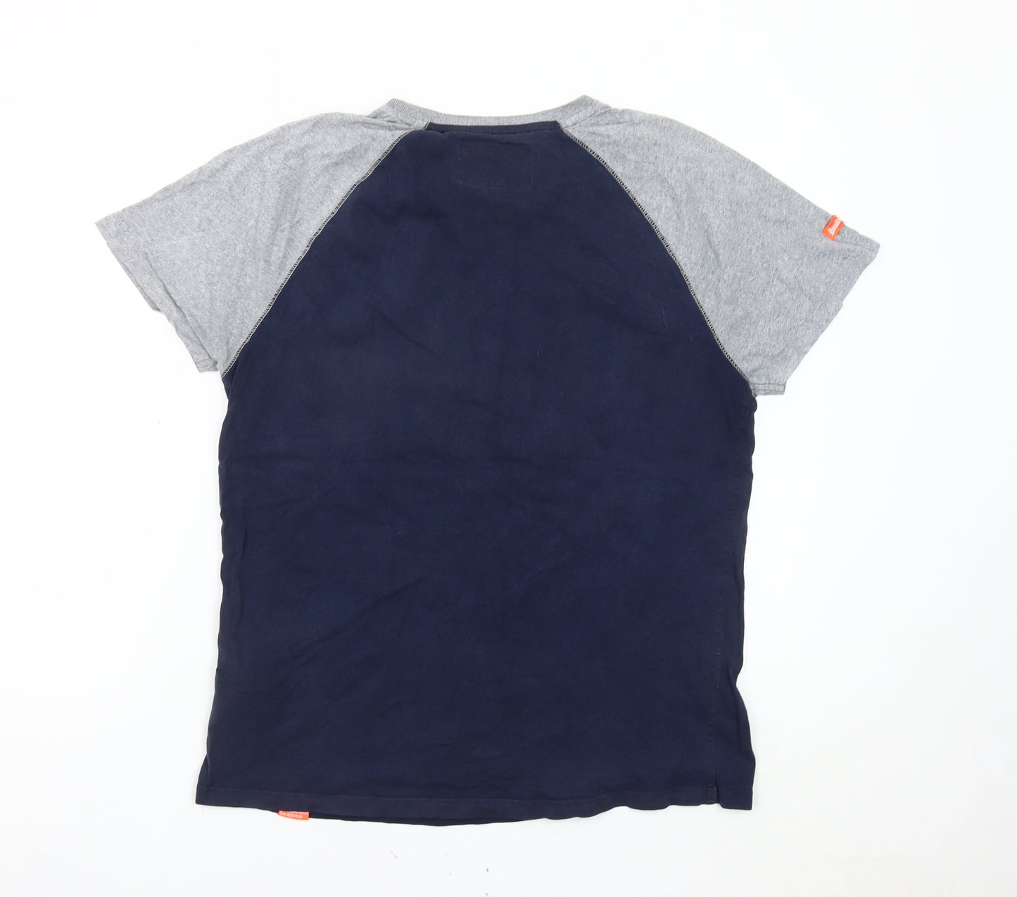 Superdry Men's XL Blue Grey Colourblock Cotton T-Shirt