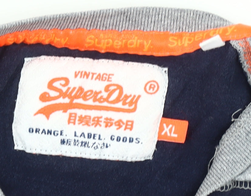 Superdry Men's XL Blue Grey Colourblock Cotton T-Shirt
