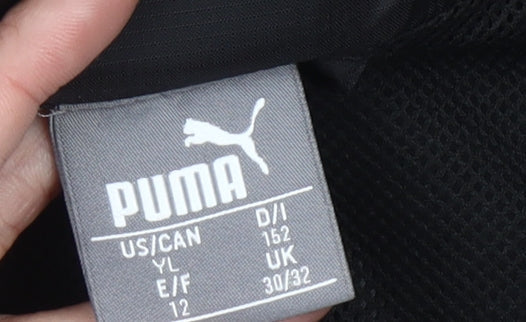 Puma Boys Black 12 Years Windbreaker Jacket Lightweight Full Zip 30-32"