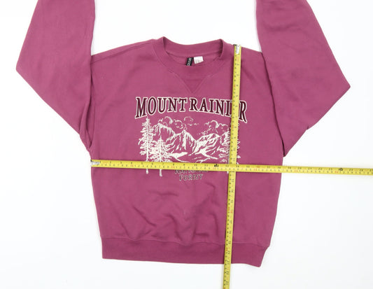 H&M Divided Women’s Purple Graphic Sweatshirt XXS Cotton Blend