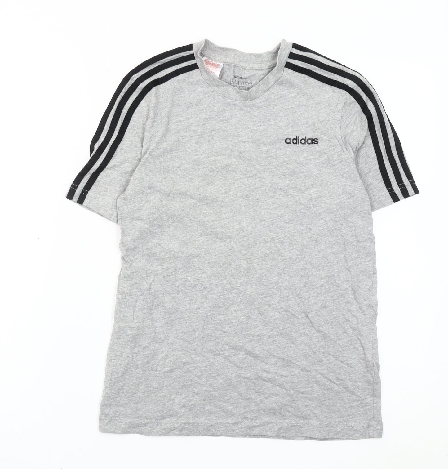 Adidas Boys Grey T-Shirt 13-14 Years Short Sleeve Crew Neck Sports Top