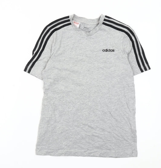 Adidas Boys Grey T-Shirt 13-14 Years Short Sleeve Crew Neck Sports Top