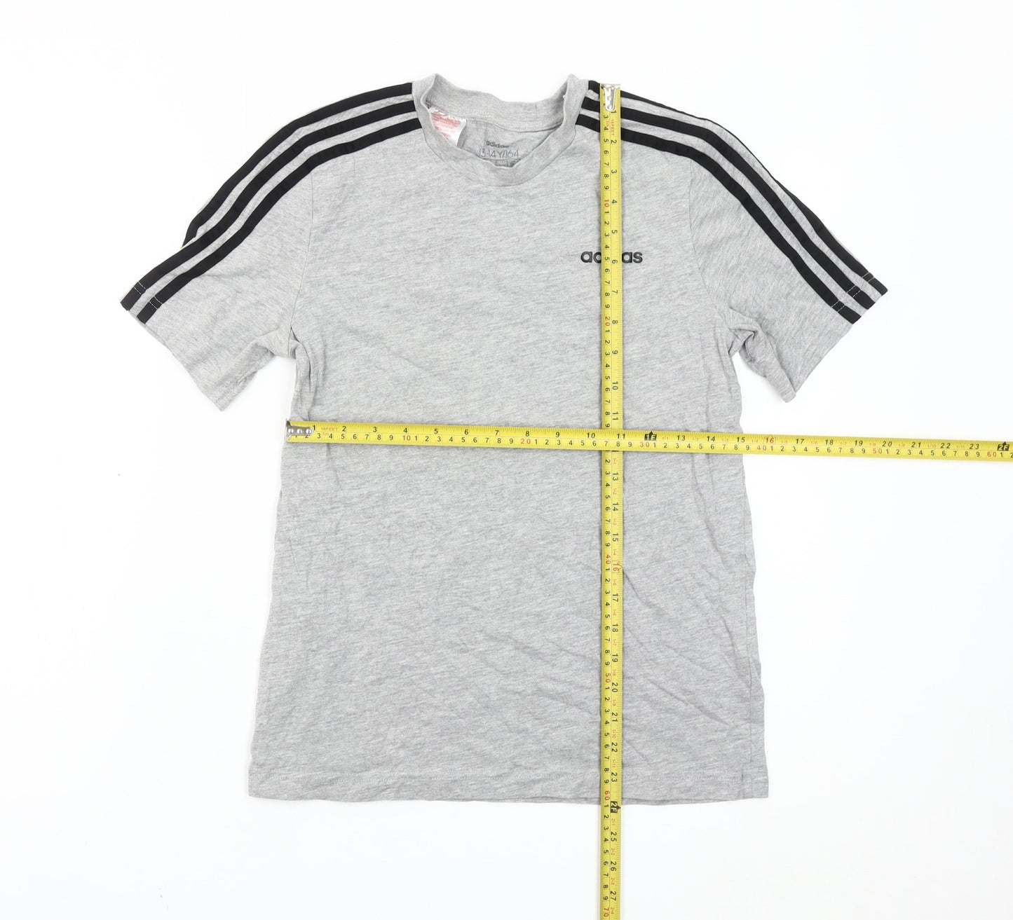 Adidas Boys Grey T-Shirt 13-14 Years Short Sleeve Crew Neck Sports Top