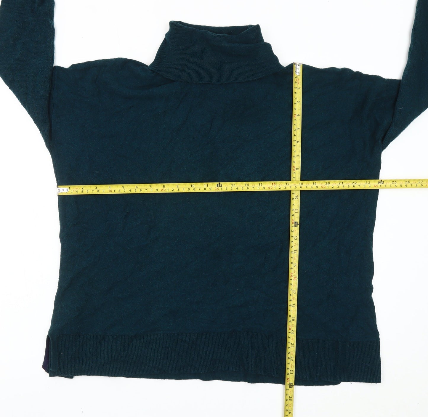 Joules Women’s Green Roll Neck Jumper UK 16 Long Sleeve Knitwear