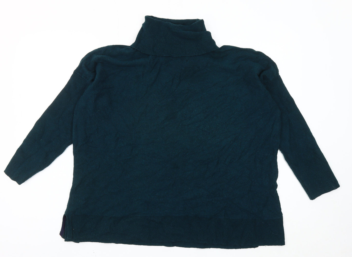 Joules Women’s Green Roll Neck Jumper UK 16 Long Sleeve Knitwear