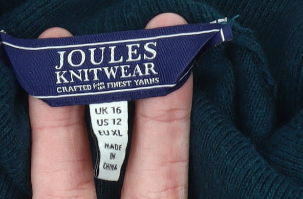 Joules Women’s Green Roll Neck Jumper UK 16 Long Sleeve Knitwear