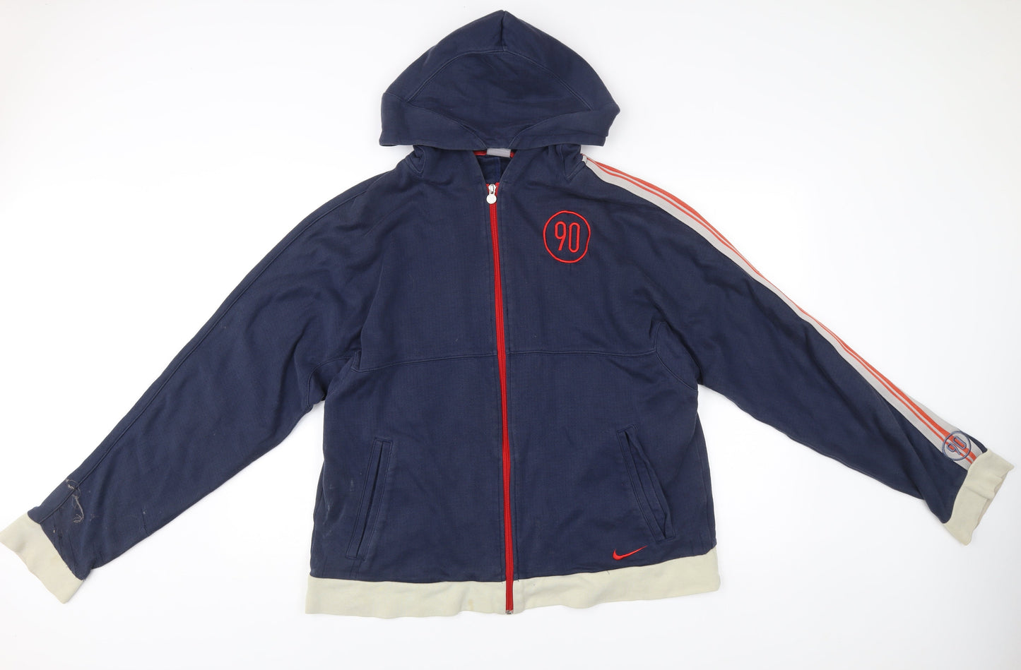 Nike Men's Blue XL Full Zip Hoodie Jacket with Logo & Pockets