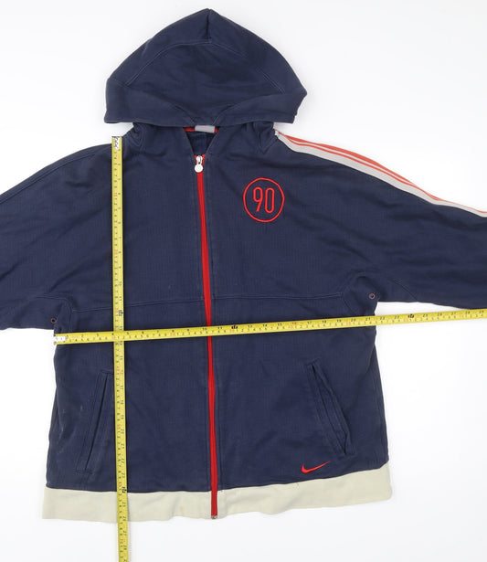 Nike Men's Blue XL Full Zip Hoodie Jacket with Logo & Pockets