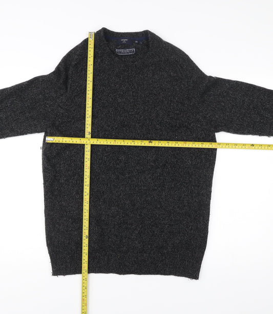 Superdry Mens Grey Wool Blend Pullover Jumper Size L Crew Neck