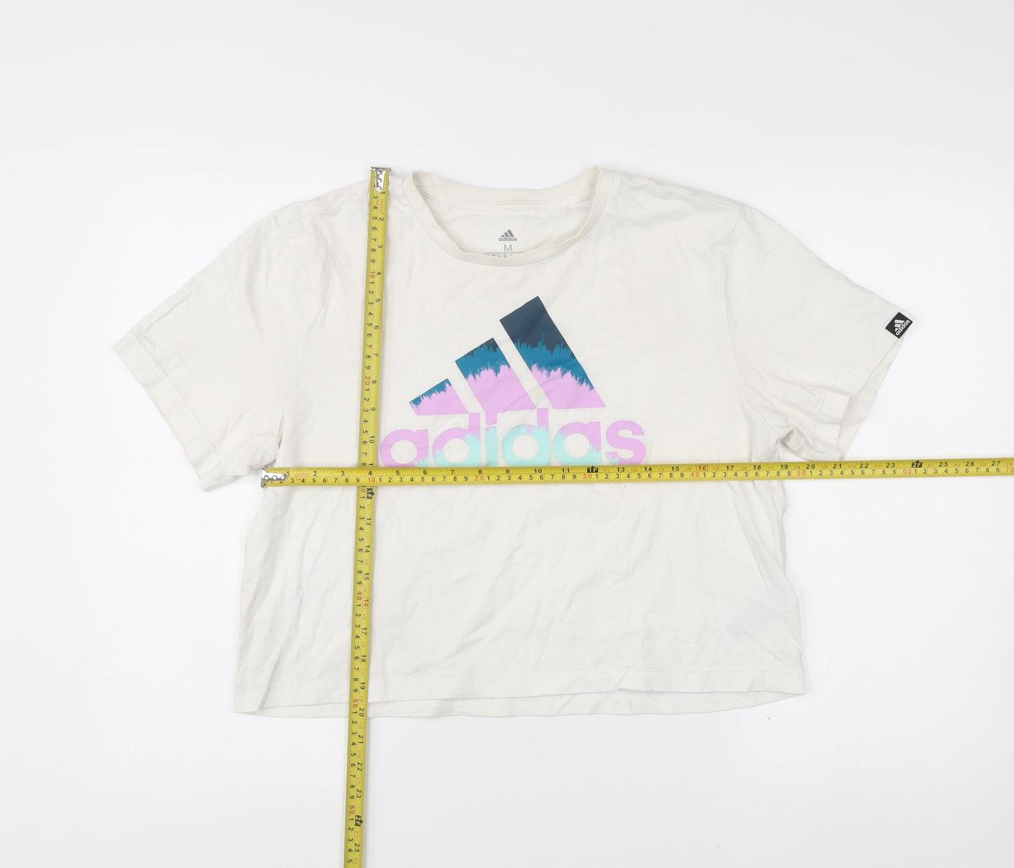 Adidas Women's White Cotton Logo T-Shirt Size M Casual Sportswear