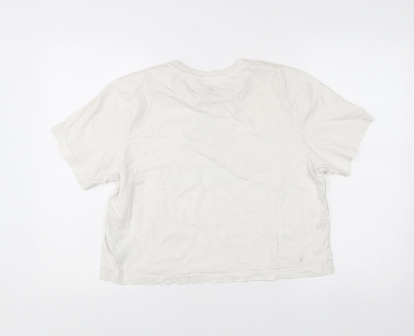 Adidas Women's White Cotton Logo T-Shirt Size M Casual Sportswear