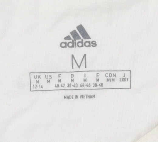 Adidas Women's White Cotton Logo T-Shirt Size M Casual Sportswear