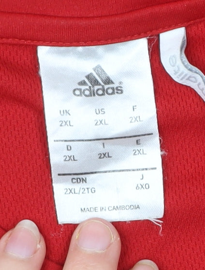 Adidas Men’s Red 2XL Football Training Jersey T-Shirt Climalite