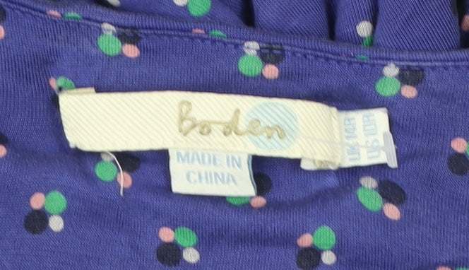 Boden Women’s Blue V-Neck Sheath Dress Ruched 3/4 Sleeve UK Size