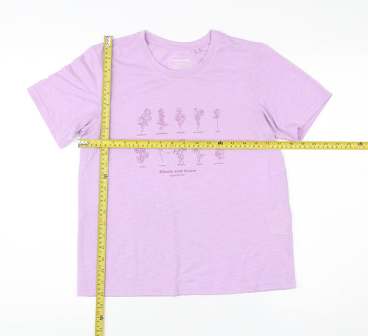 Craghoppers Womens Purple Floral Print T-Shirt UK 8 Short Sleeve