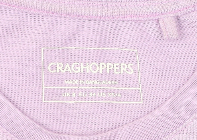 Craghoppers Womens Purple Floral Print T-Shirt UK 8 Short Sleeve