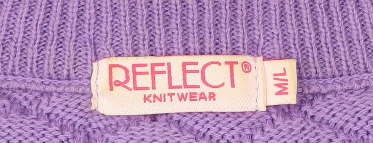 Reflect Women’s Purple Knit Button Cardigan M Crew Neck Long Sleeve