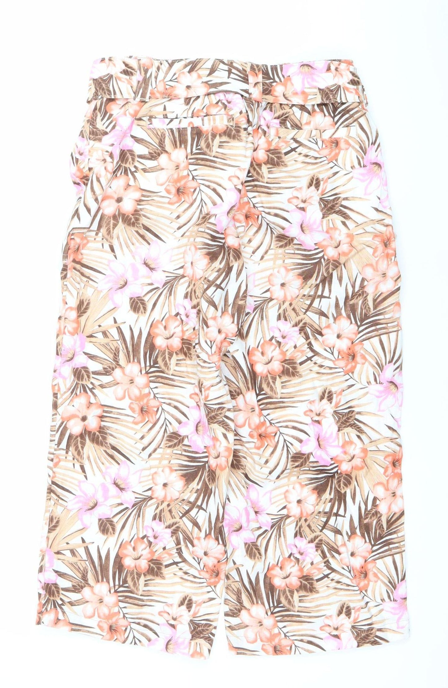 Lands' End Women’s Multicoloured Petite Size 10 High Rise Cropped Linen Trousers