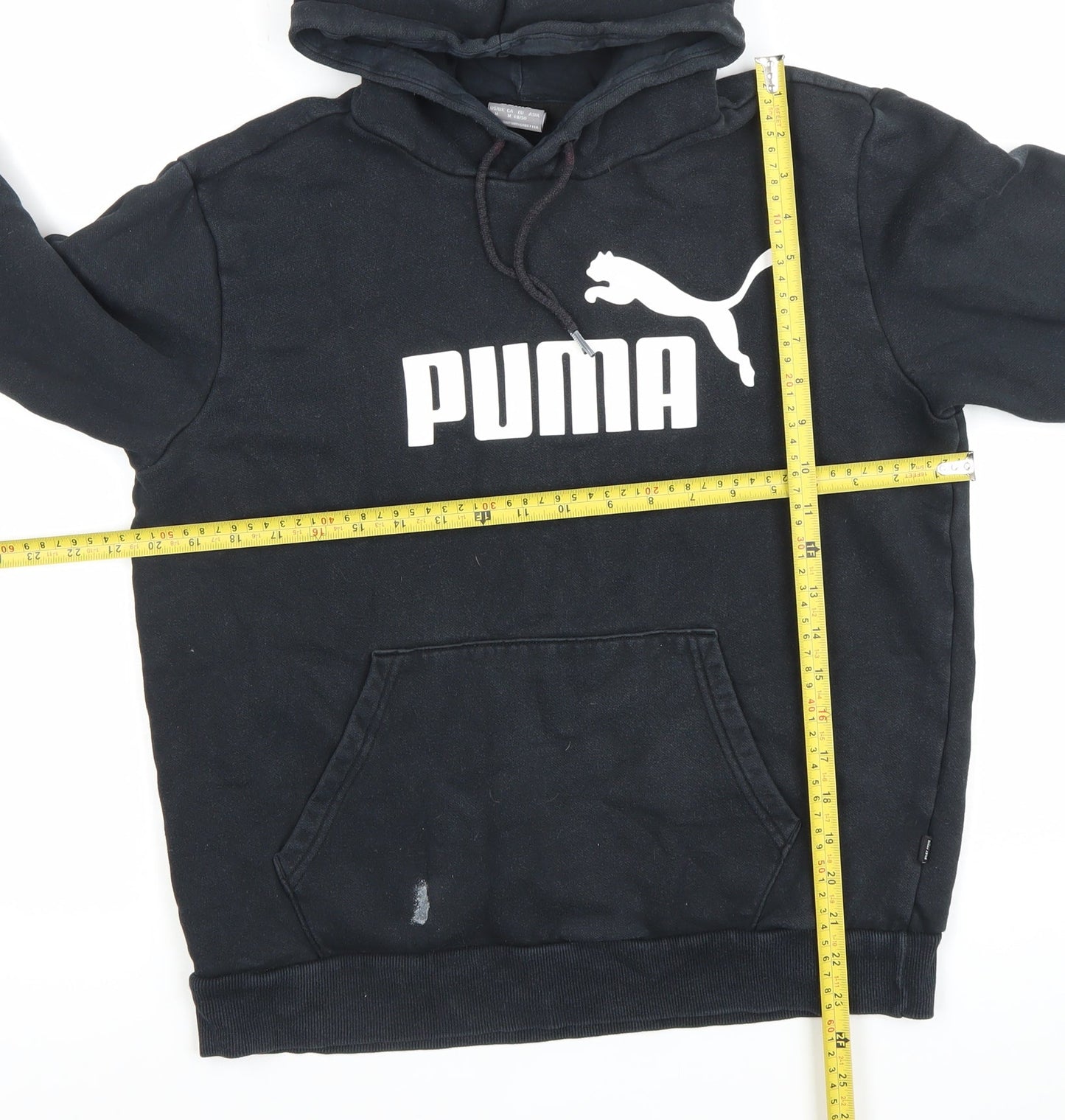 Puma Boys Black Pullover Hoodie M Regular Fit Logo Sportswear