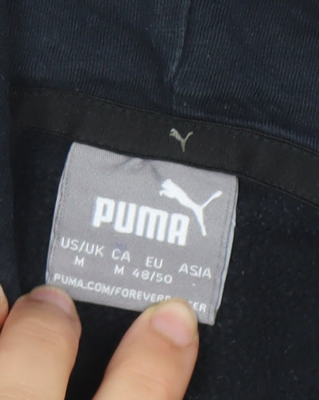 Puma Boys Black Pullover Hoodie M Regular Fit Logo Sportswear