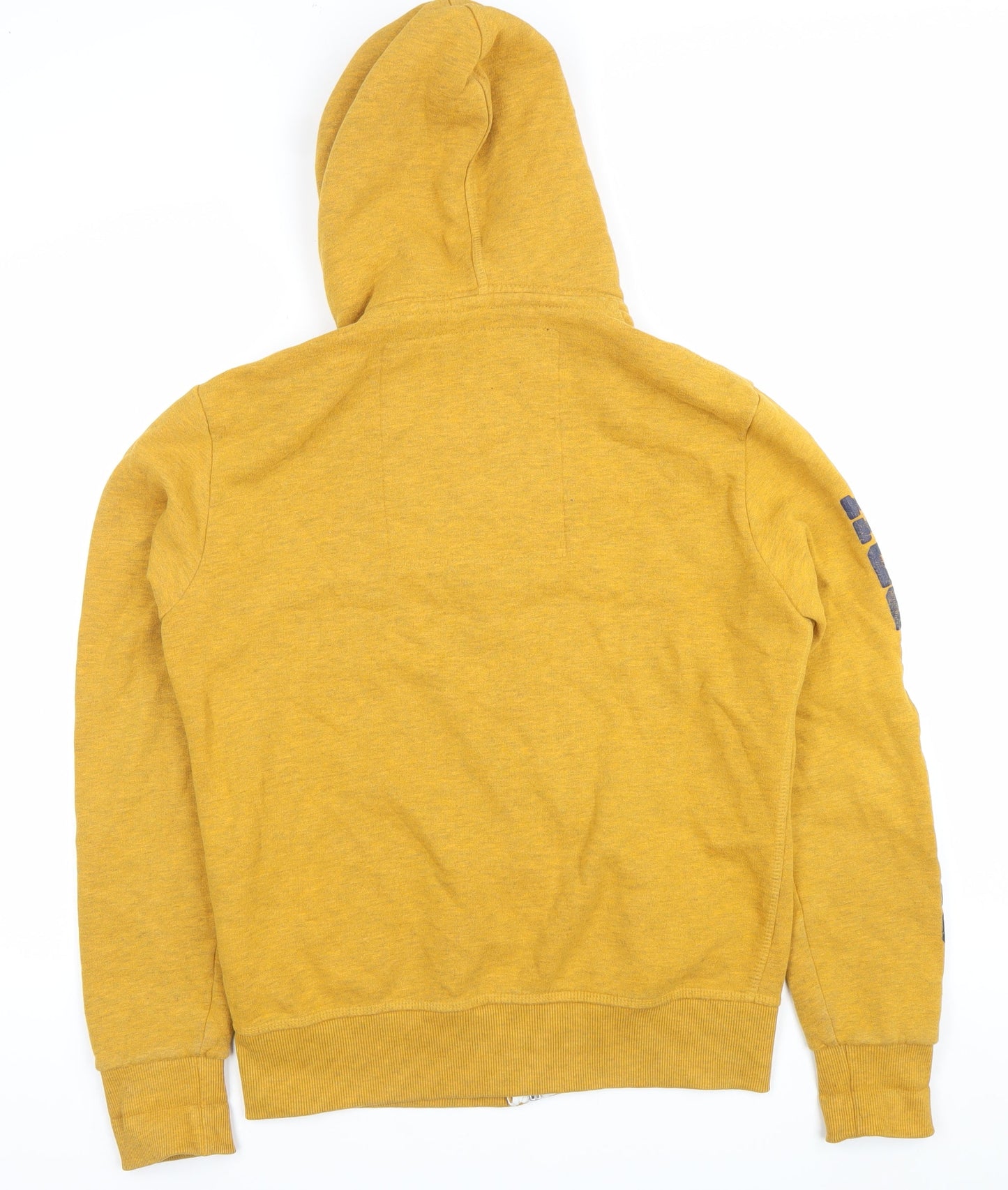 Superdry Mens Yellow Full Zip Hoodie S Regular Fit Sports Logo