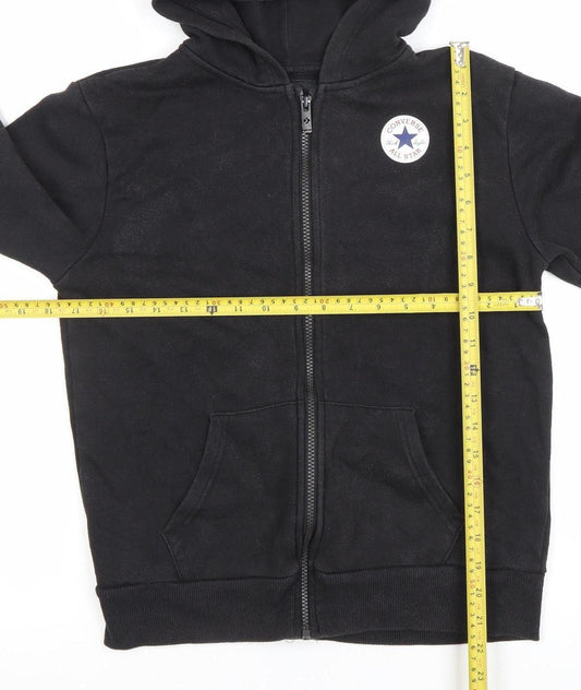 Converse Boys Black Full Zip Hoodie 12-13 Years Logo Fleece Lined
