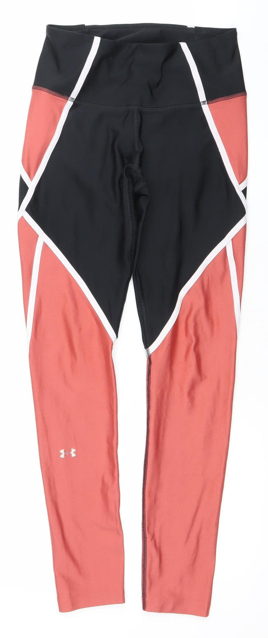Under Armour Womens Black Orange Compression Leggings Size M Slim Fit
