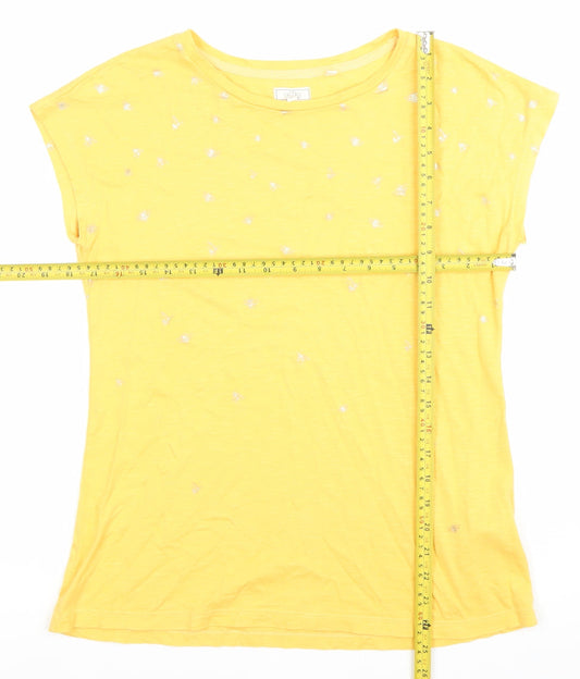 Fat Face Women’s Yellow Embroidered Floral T-Shirt Size 12