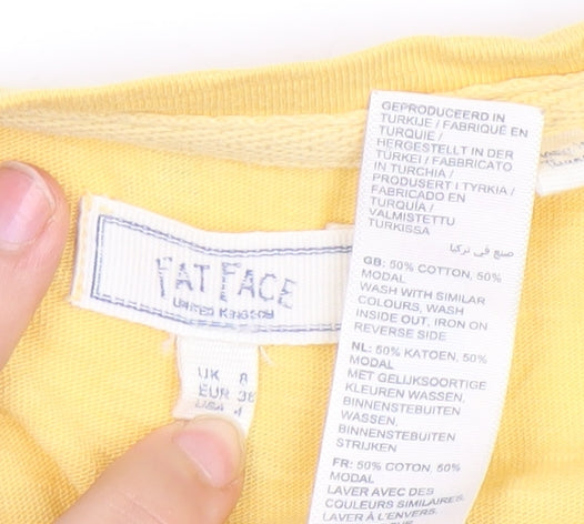 Fat Face Women’s Yellow Embroidered Floral T-Shirt Size 12