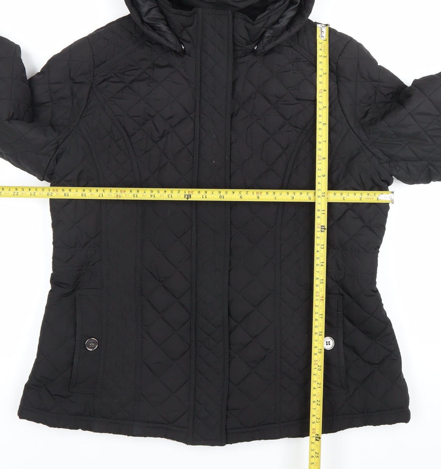 Jack Wills Womens Black Quilted Hooded Jacket Size S Regular