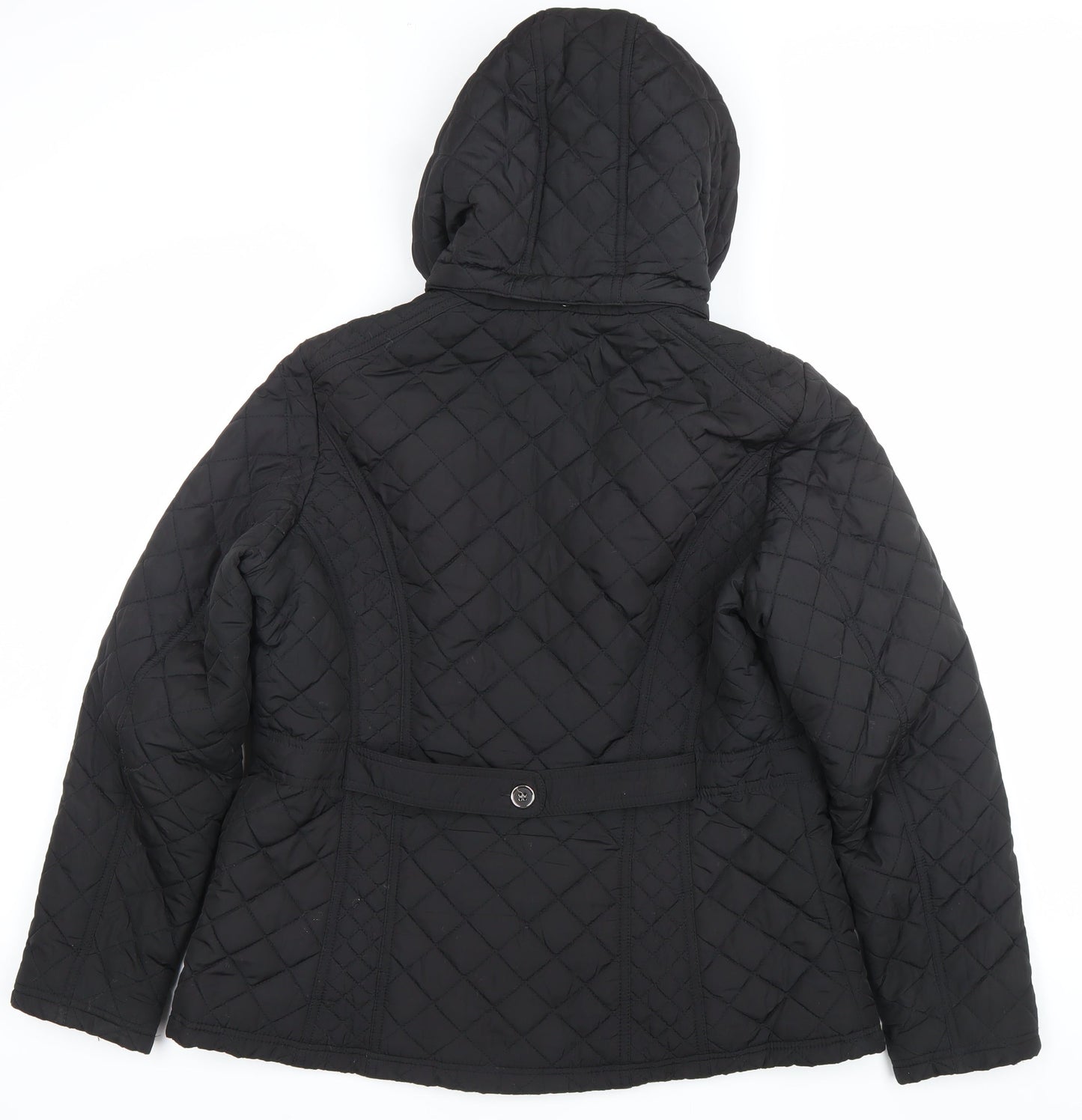 Jack Wills Womens Black Quilted Hooded Jacket Size S Regular