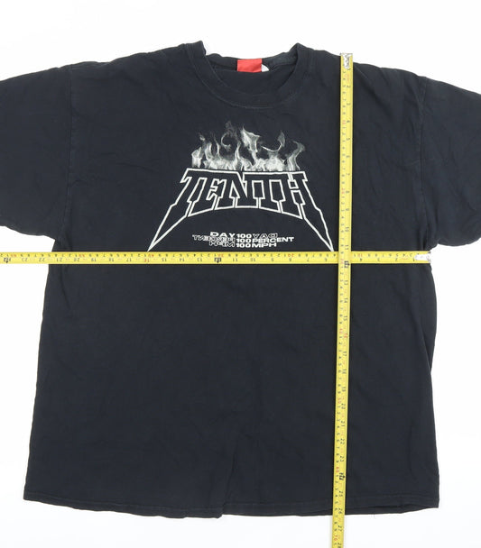 Honet Mens Black XL Rock Graphic T-Shirt Crew Neck 90s Vintage