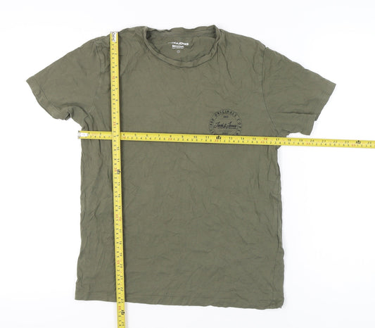 Jack & Jones Men’s Green Small Regular Fit Cotton Crew Neck T-Shirt