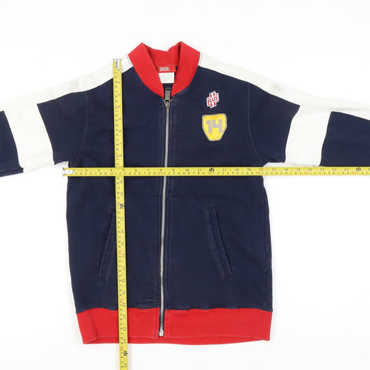 Diesel Boys Blue Full Zip Sweatshirt Jacket M Cotton Embroidered Logo