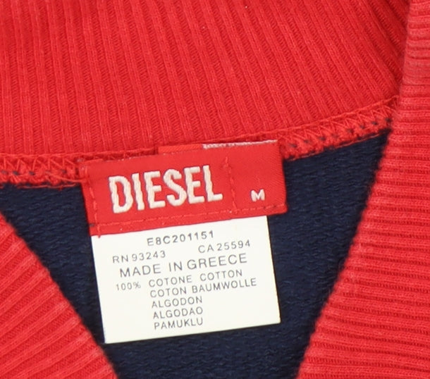 Diesel Boys Blue Full Zip Sweatshirt Jacket M Cotton Embroidered Logo