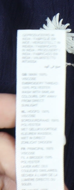 Fat Face Women Blue Size 10 Embroidered Floral A-Line Dress