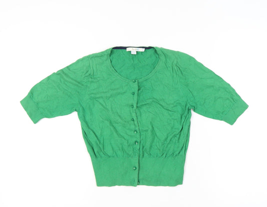 Boden Women’s Green Cardigan UK 12 Scoop Neck 3/4 Sleeve Knit