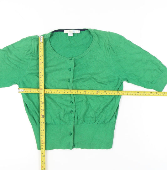 Boden Women’s Green Cardigan UK 12 Scoop Neck 3/4 Sleeve Knit