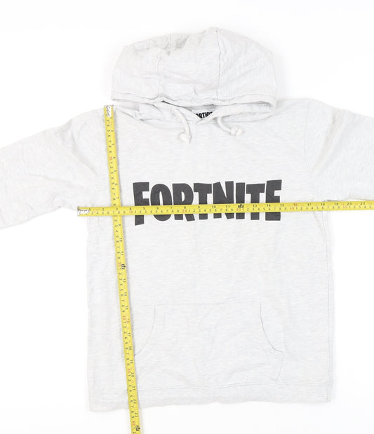 Fortnite Boys Grey Pullover Hoodie 9-10 Years Long Sleeve Graphic Print