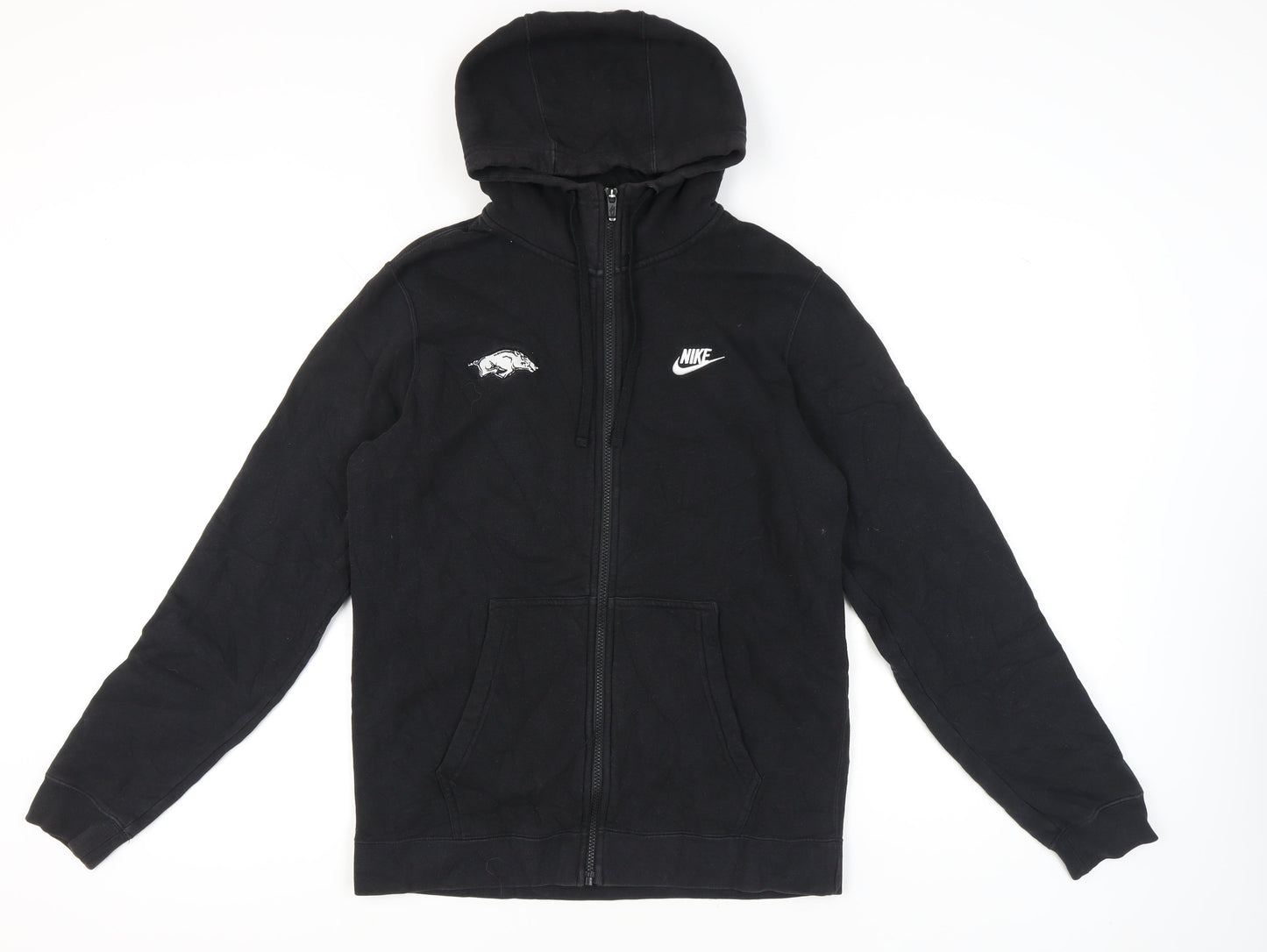 Nike Mens Black Full Zip Hoodie Size M Sports Logo Sweatshirt