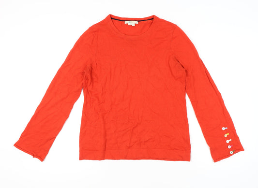 Boden Women Red Wool Cotton Crew Neck Jumper Size M Long Sleeve