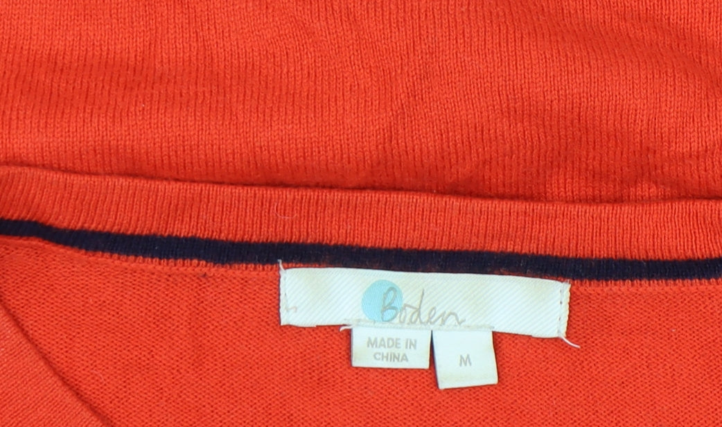 Boden Women Red Wool Cotton Crew Neck Jumper Size M Long Sleeve