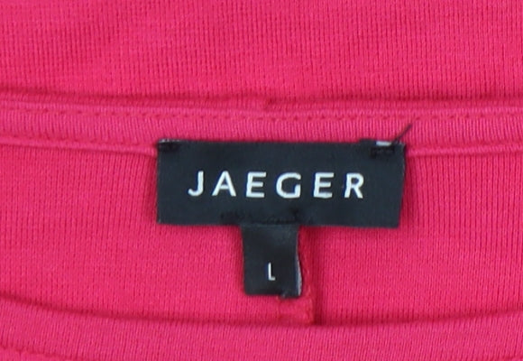 Jaeger Women’s Pink Shift Knee Length Dress L Boat Neck 3/4 Sleeve