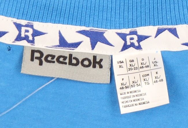 Reebok Womens Blue XL V-Neck Short Sleeve T-Shirt Gym Top