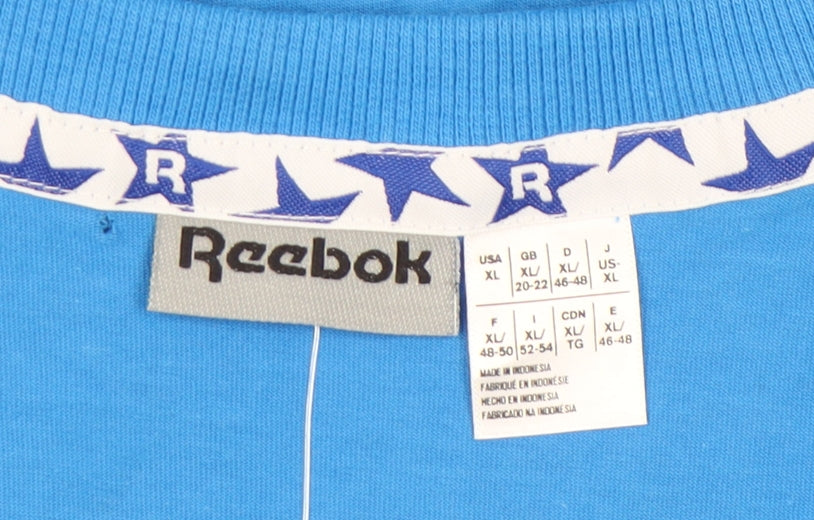 Reebok Womens Blue XL V-Neck Short Sleeve T-Shirt Gym Top
