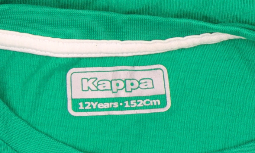 Kappa Boys Green 12 Years Logo Football Graphic Short Sleeve T-Shirt