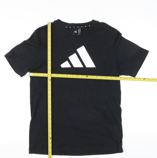 Adidas Mens Black Medium Sports Logo Cotton T-Shirt